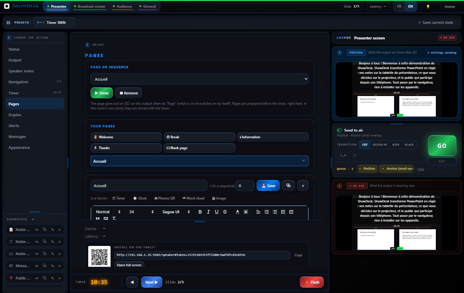The page editor